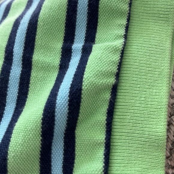 Polo Ralph Lauren Lime with Double Blue Stripes  Polo Shirt made in 🇺🇸 USA - Picture 9 of 10